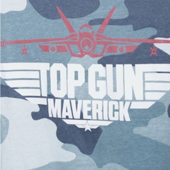 Top Gun Blue Camo Cropped Tee Shirt - Picture 4 of 4